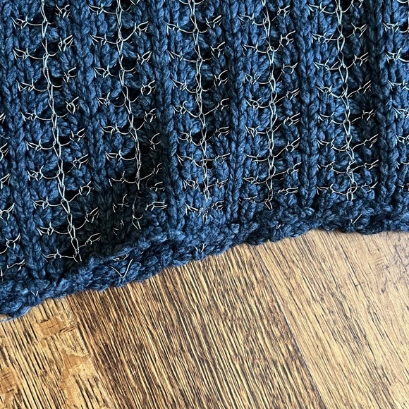 Duffy dark blue/ grey sweater with open knit style with metal wire - size small - Picture 4 of 9